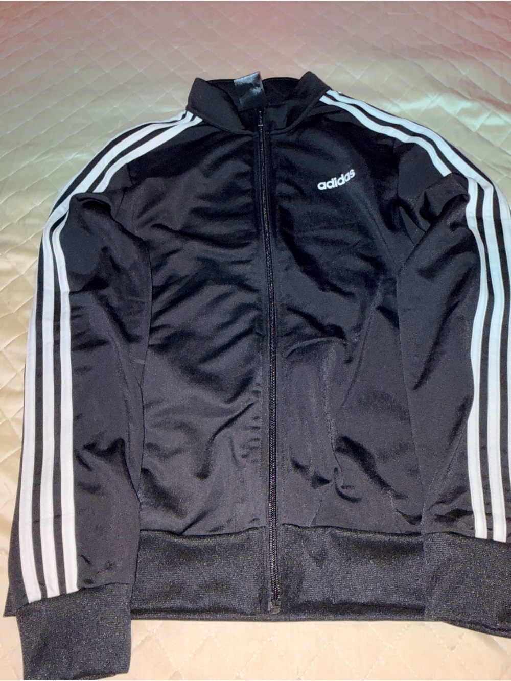 adidas Black Track Jacket with White 3-Stripe Accents